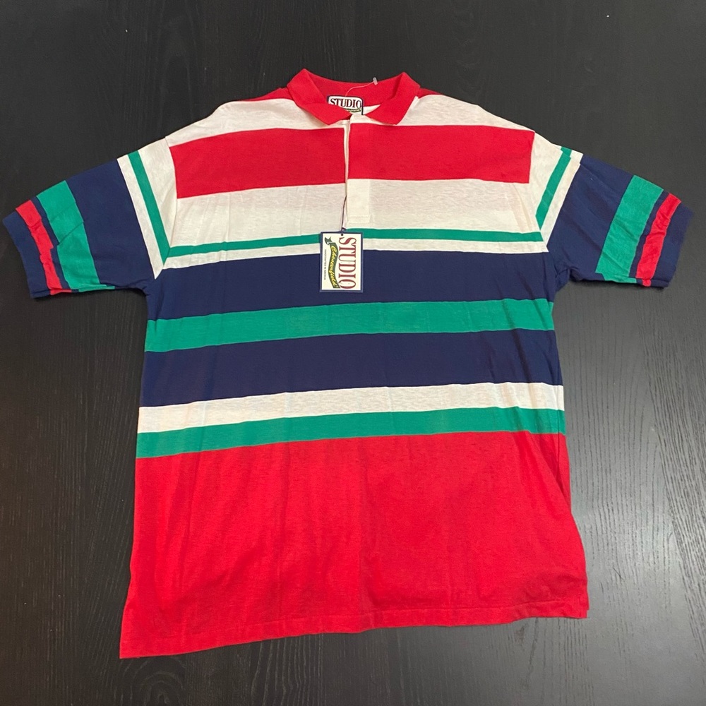 80’s Deadstock Made in USA Striped Polo Shirt